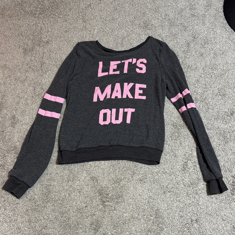 Wildfox Gray Sweatshirt with Pink Lettering